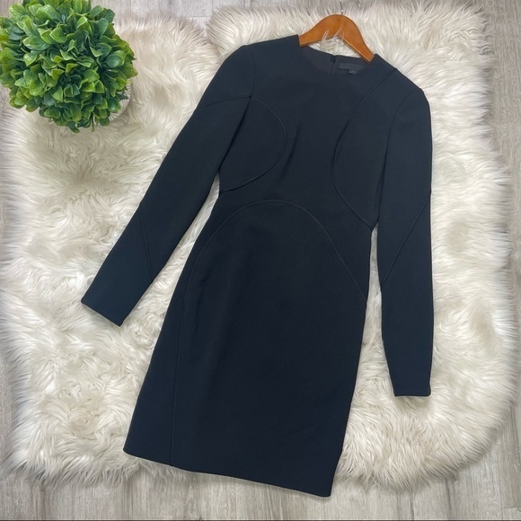 Alexander Wang Black Long Sleeves Bodycon Silk Lined Dress - Picture 2 of 15